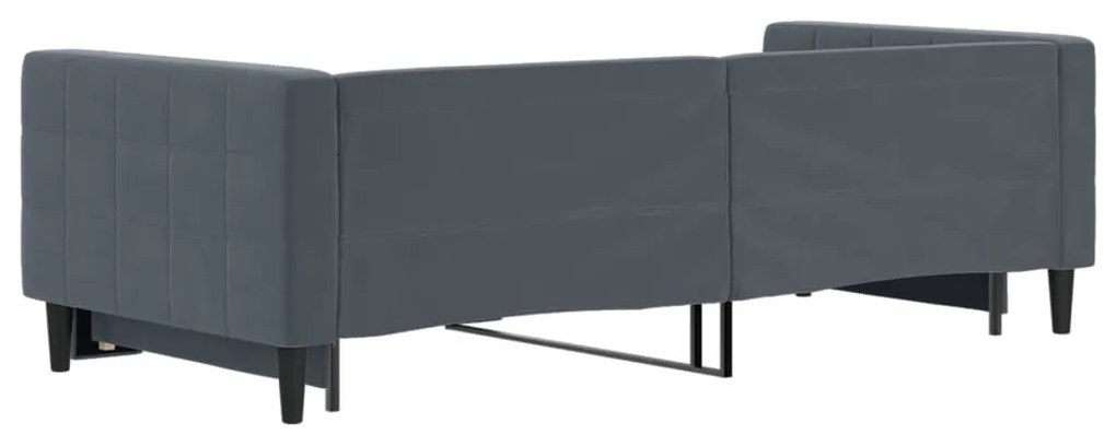 Sofá-cama com gavetão 90x200 cm veludo cinzento-escuro