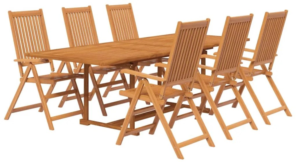 7 pcs conjunto de jantar para jardim madeira de acácia maciça