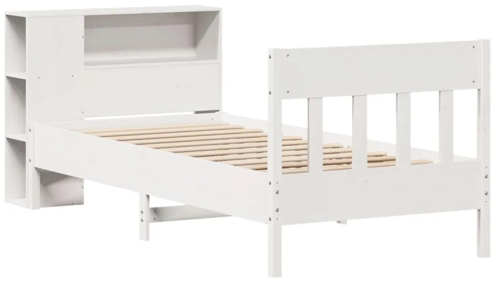 Cama com estante sem colchão 90x200 cm pinho maciço branco