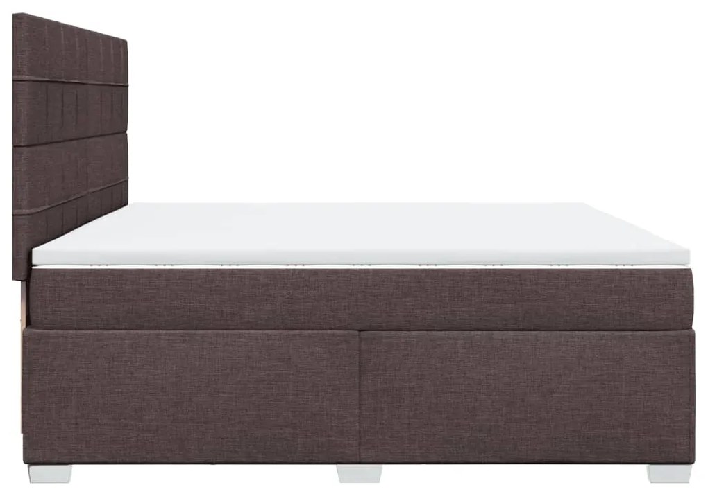 Cama com molas/colchão 200x200 cm tecido castanho-escuro