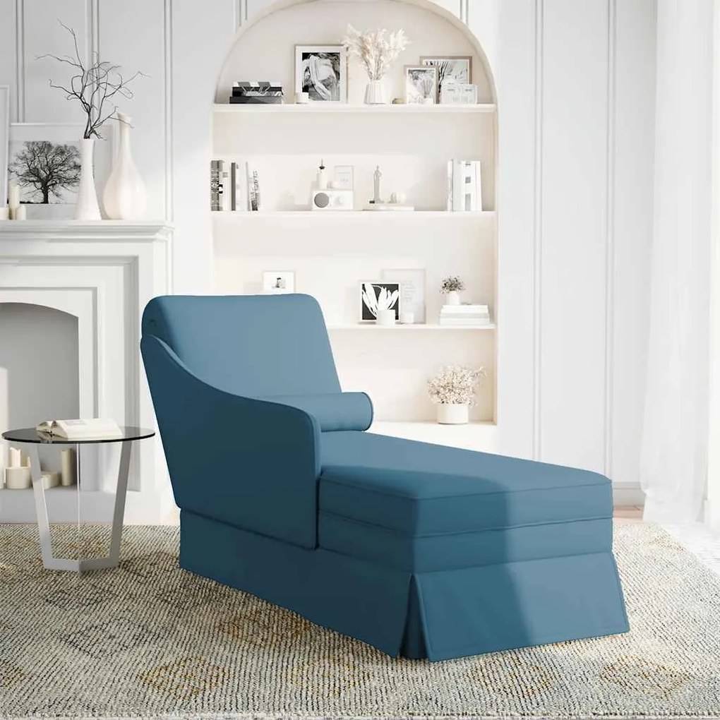 Chaise lounge c/ reforço/apoio de braços direito veludo azul