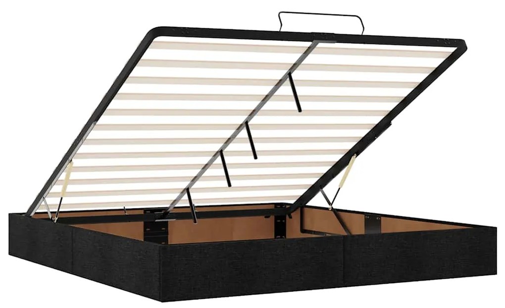 Estrutura de cama otomana sem colchão 200x200 cm tecido preto