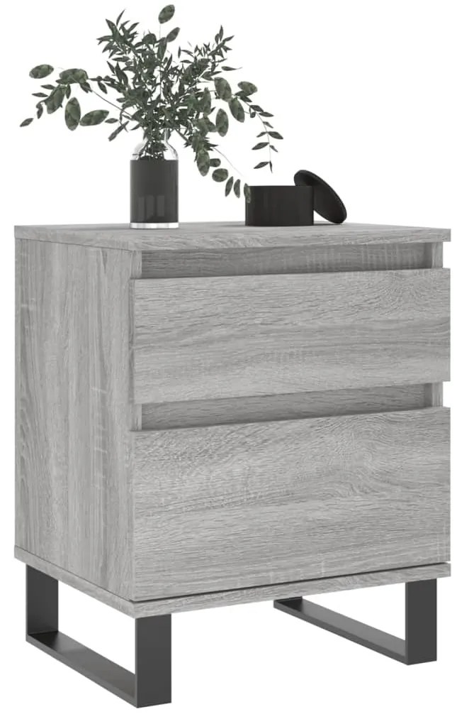 Mesa de cabeceira 40x35x50 cm derivados de madeira cinza sonoma