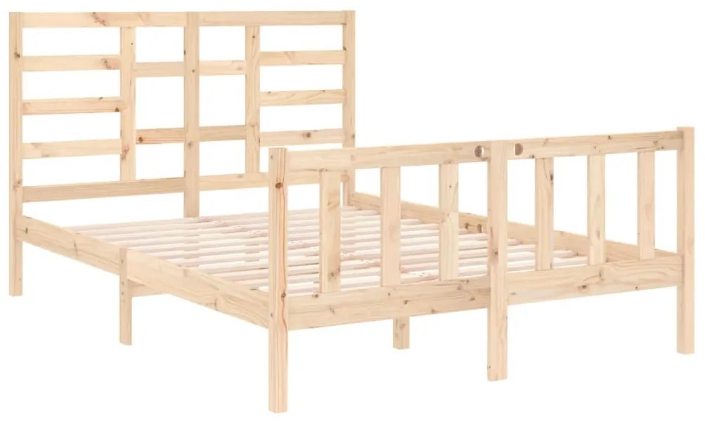 Estrutura de cama dupla 4FT6 135x190 cm madeira maciça