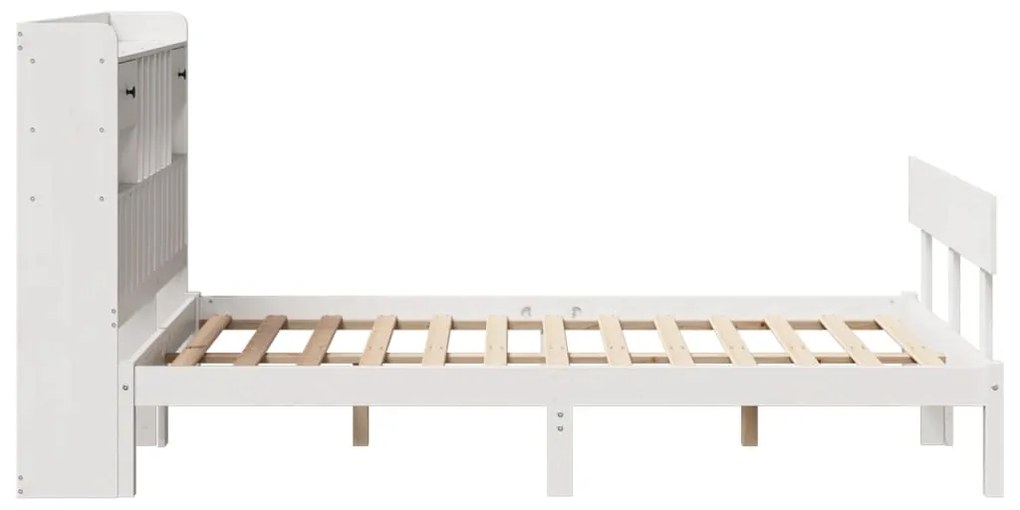 Cama com estante sem colchão 135x190 cm pinho maciço branco