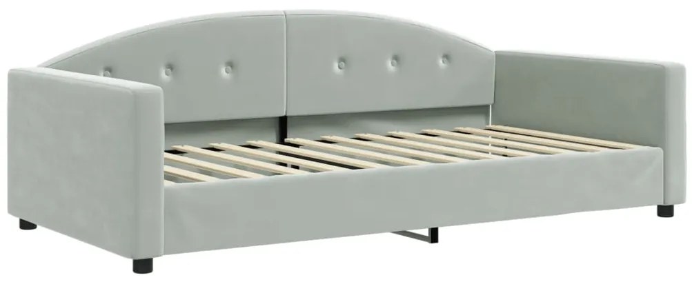 Sofá-cama com colchão 100x200 cm veludo cinzento-claro