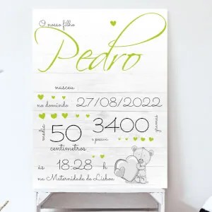 Presentes de batizado - Mapa de nascimento do bebé com foto