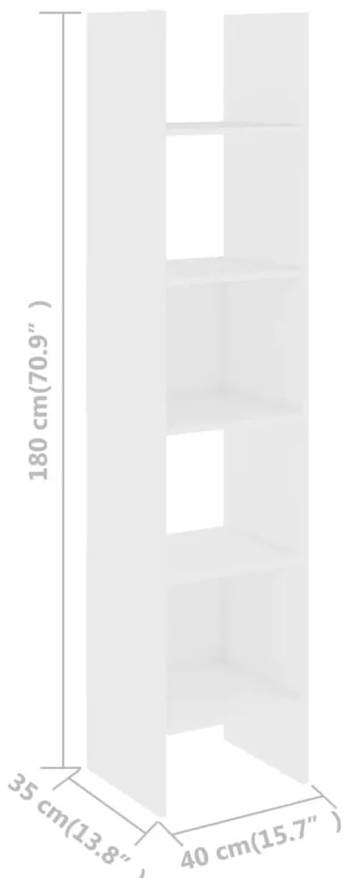 Estante de livros 40x35x180 cm derivados de madeira branco