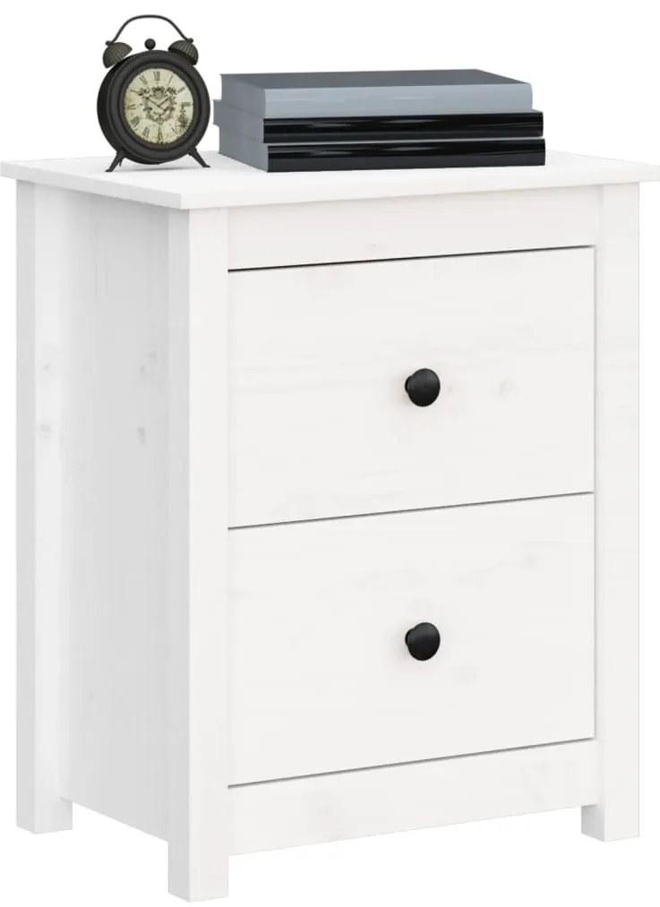 Mesa de cabeceira 50x35x61,5 cm madeira de pinho maciça branco