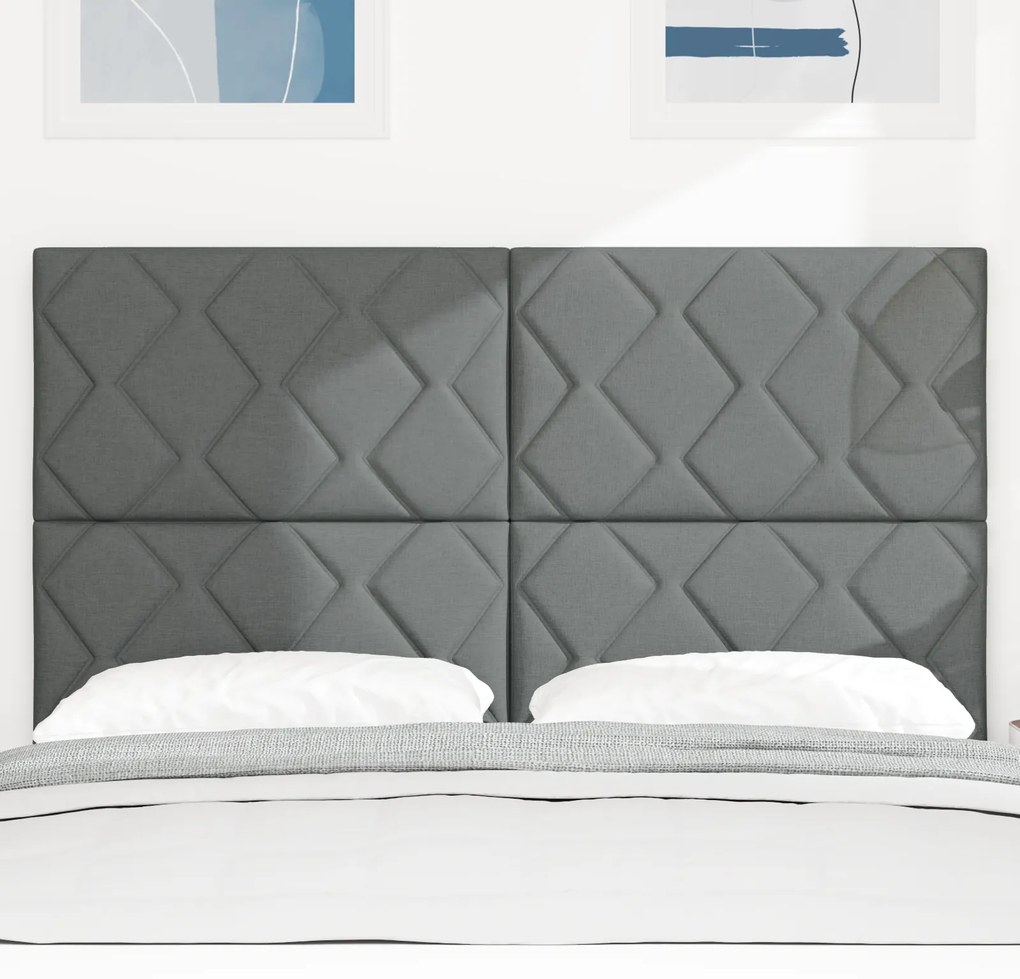 Cabeceira Design de Blocos de Diamante Cinza Escuro 140 cm Têxtil