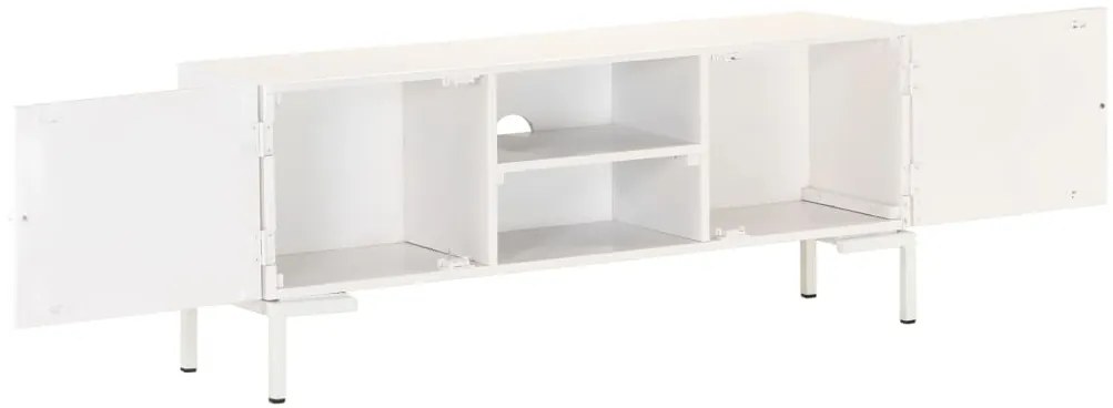 Móvel de TV 115x30x46 cm madeira de mangueira maciça branco