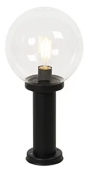 Candeeiro de pé exterior preto com globo transparente 50 cm IP44 - Sfera Moderno