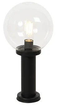 Candeeiro de pé exterior preto com globo transparente 50 cm IP44 - Sfera
