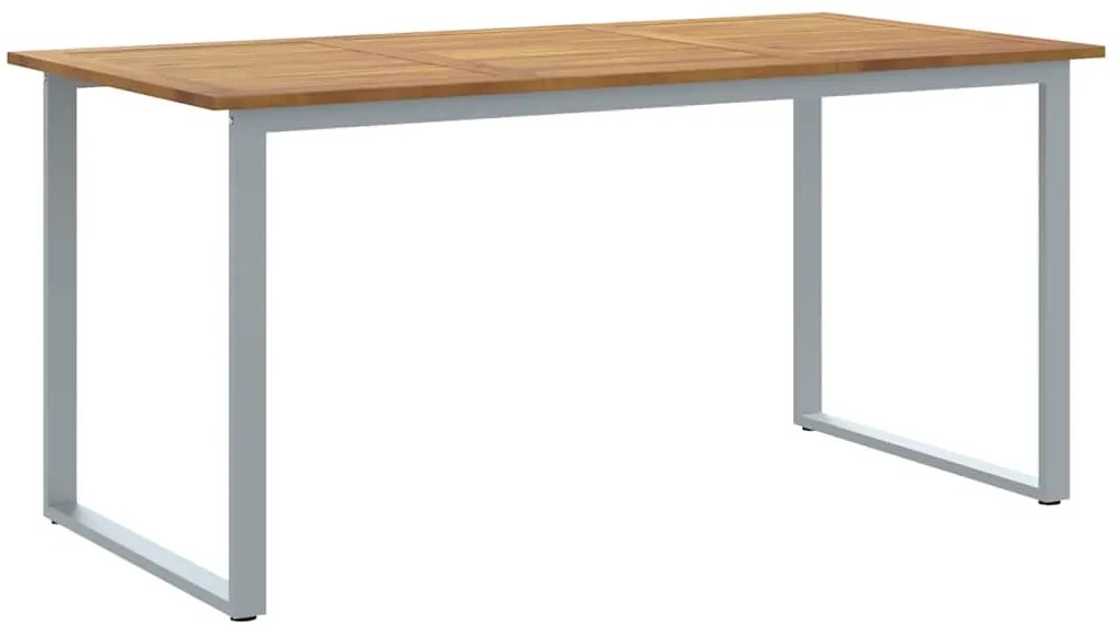 Mesa de Jantar Externa vidaXL Cinza 160x80x75 cm Aço e Madeira Sólida
