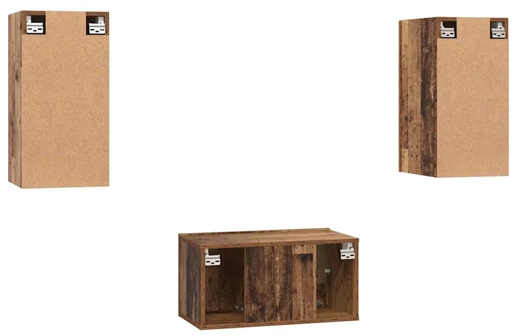 Conjunto de móvel de TV 3 pcs Madeira antiga 60 x 30 x 30 cm