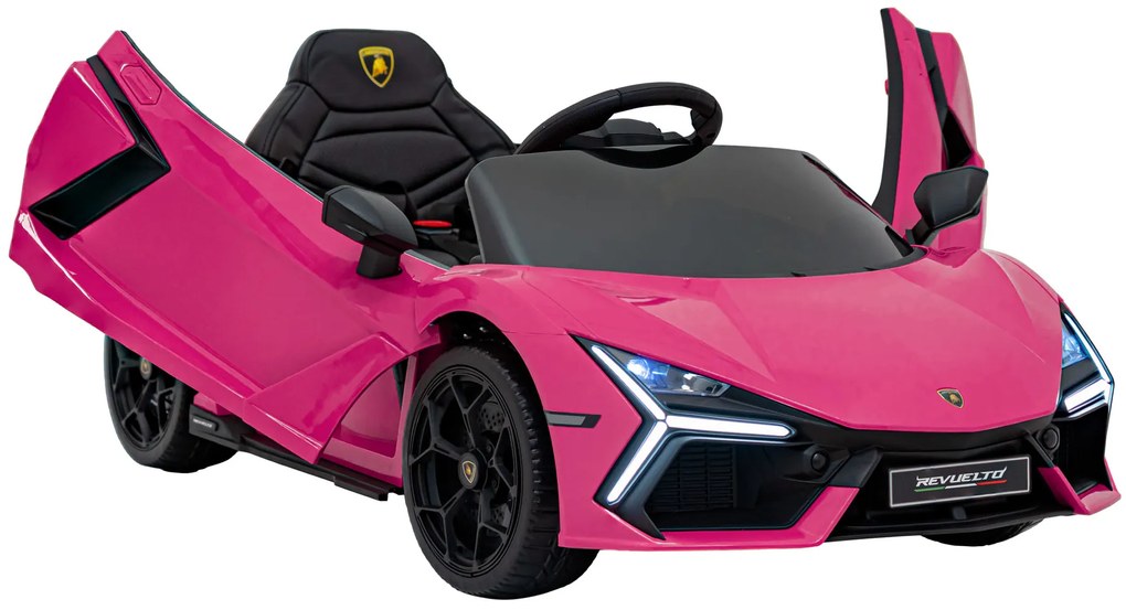 Carro elétrico para Crianças Lamborghini Revuelto 12V 4x4 Rodas Espuma EVA, Assento couro ecológico Rosa