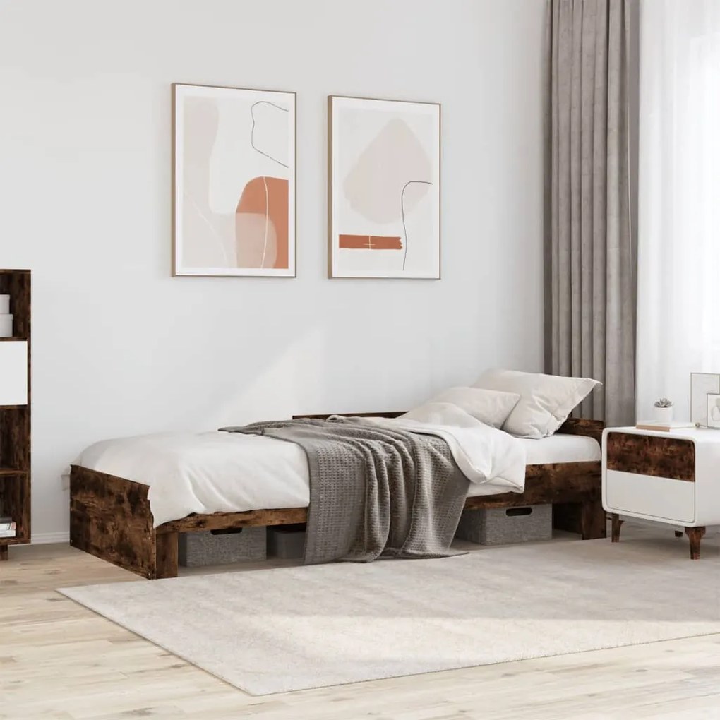 Estrutura cama s/ colchão derivados de madeira carvalho fumado