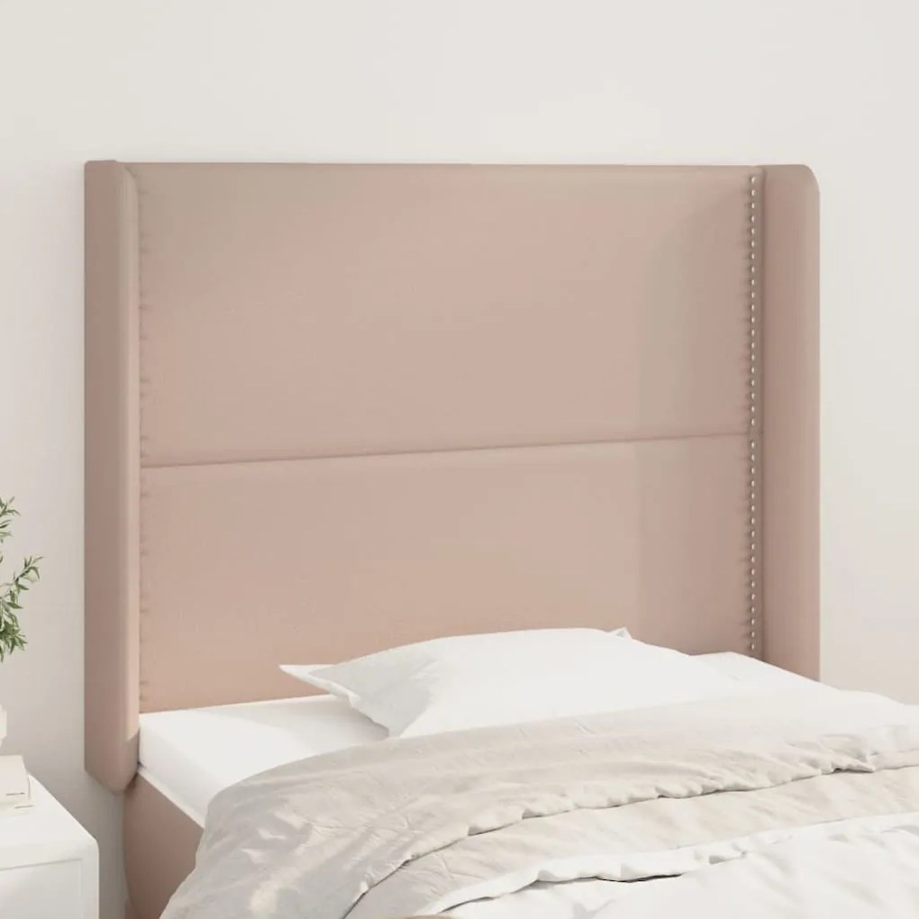 Cabeceira cama c/ abas couro artif. 93x16x118/128 cm cappuccino