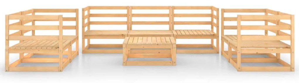8 pcs conjunto lounge de jardim pinho maciço