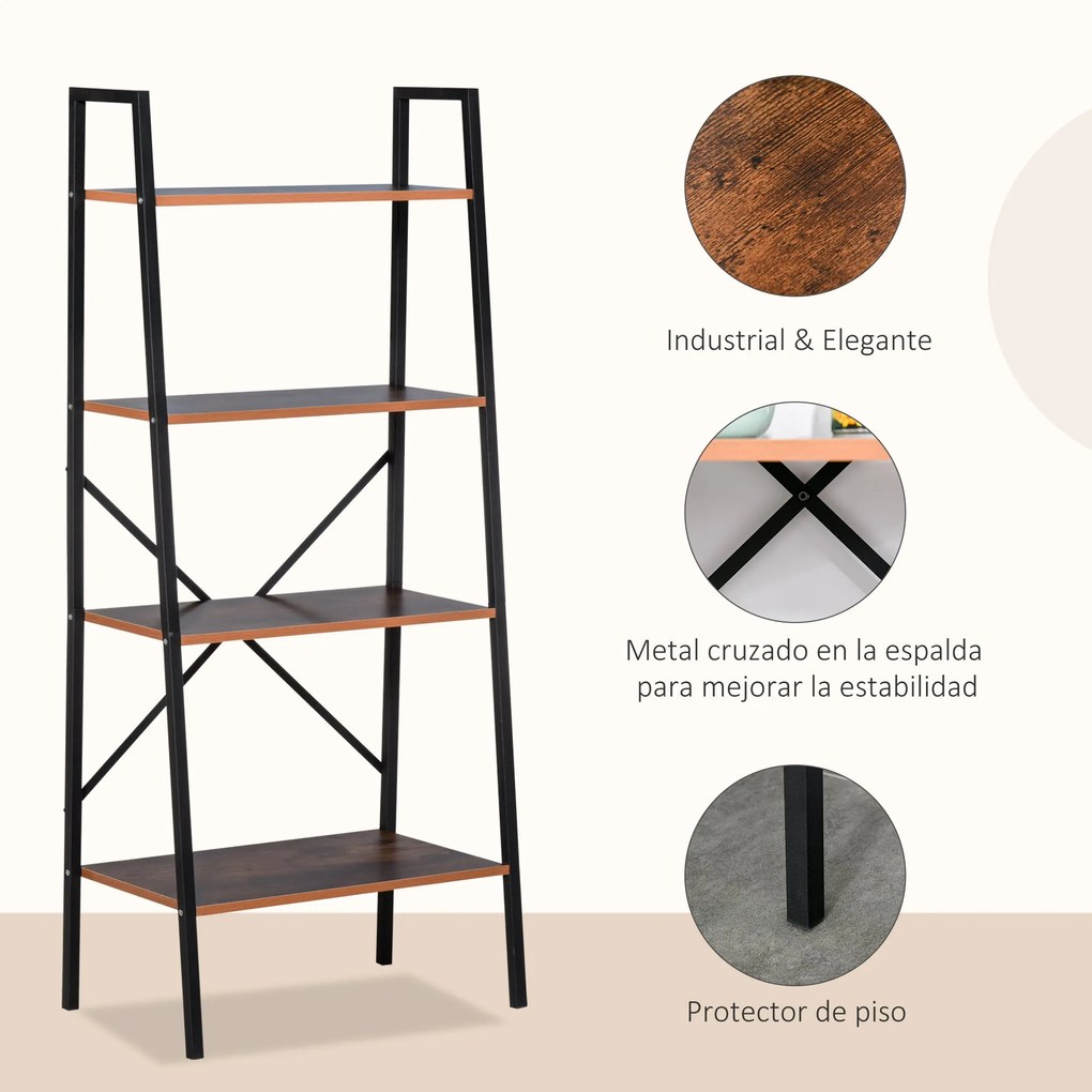 HOMCOM Prateleira de Estante de Escada Industrial com 4 Prateleiras Es