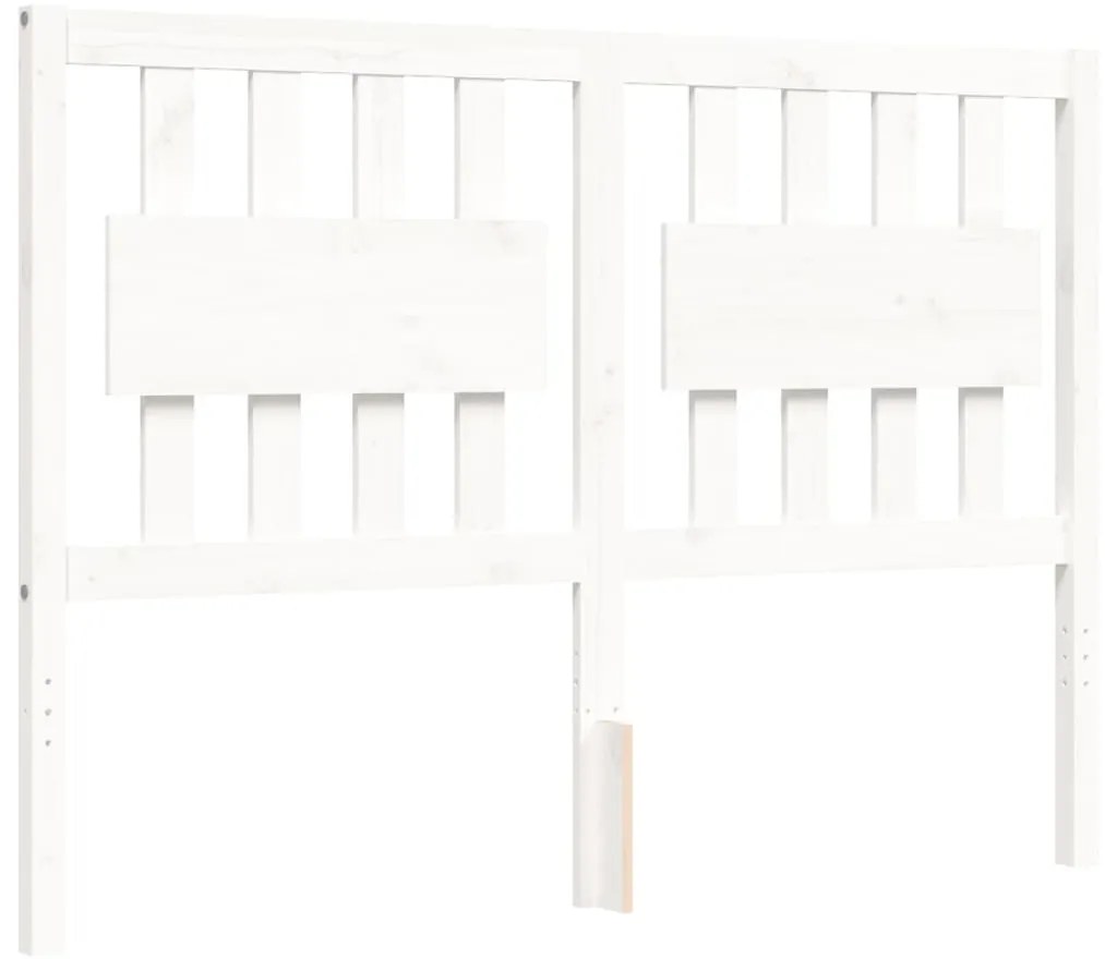 Estrutura de cama com cabeceira 140x200cm madeira maciça branco