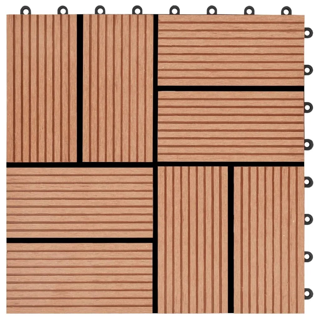 Ladrilhos de pavimento 11 pcs WPC 30x30 cm 1m² cor de teca