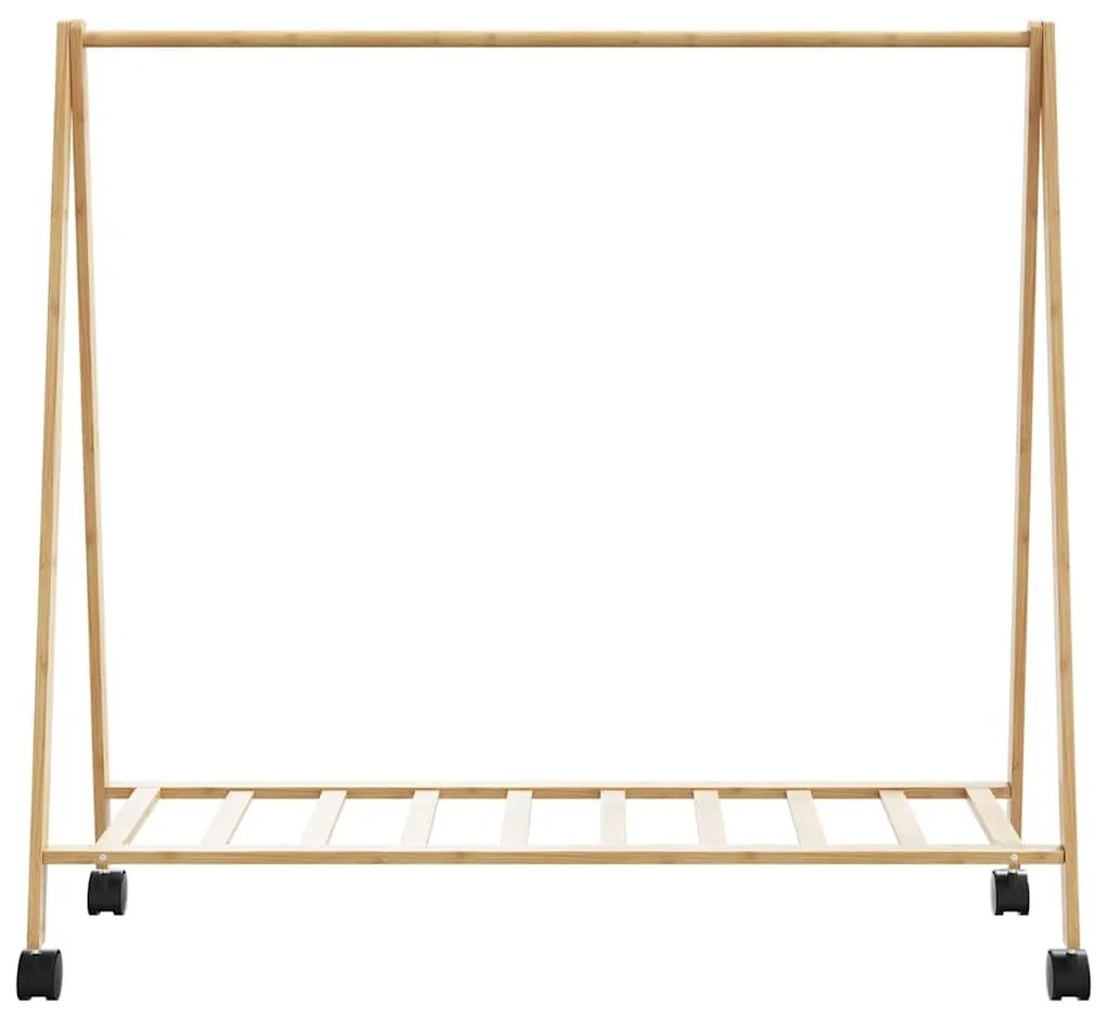 Cabide com prateleiras e rodas 106x34x106,5 cm bambu