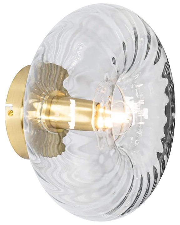 Candeeiro de parede Art Deco dourado com vidro - Ayesha Art Deco