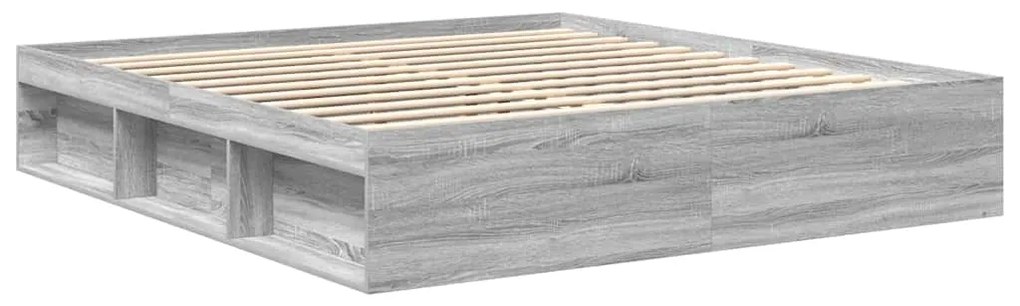 Estrutura de cama 200x200 cm cinzento sonoma