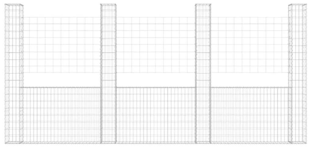 Cesto gabião em forma de U c/ 4 postes 380x20x200 cm ferro