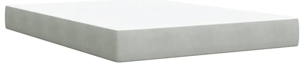 Cama com molas/colchão 160x200 cm veludo cinzento-claro