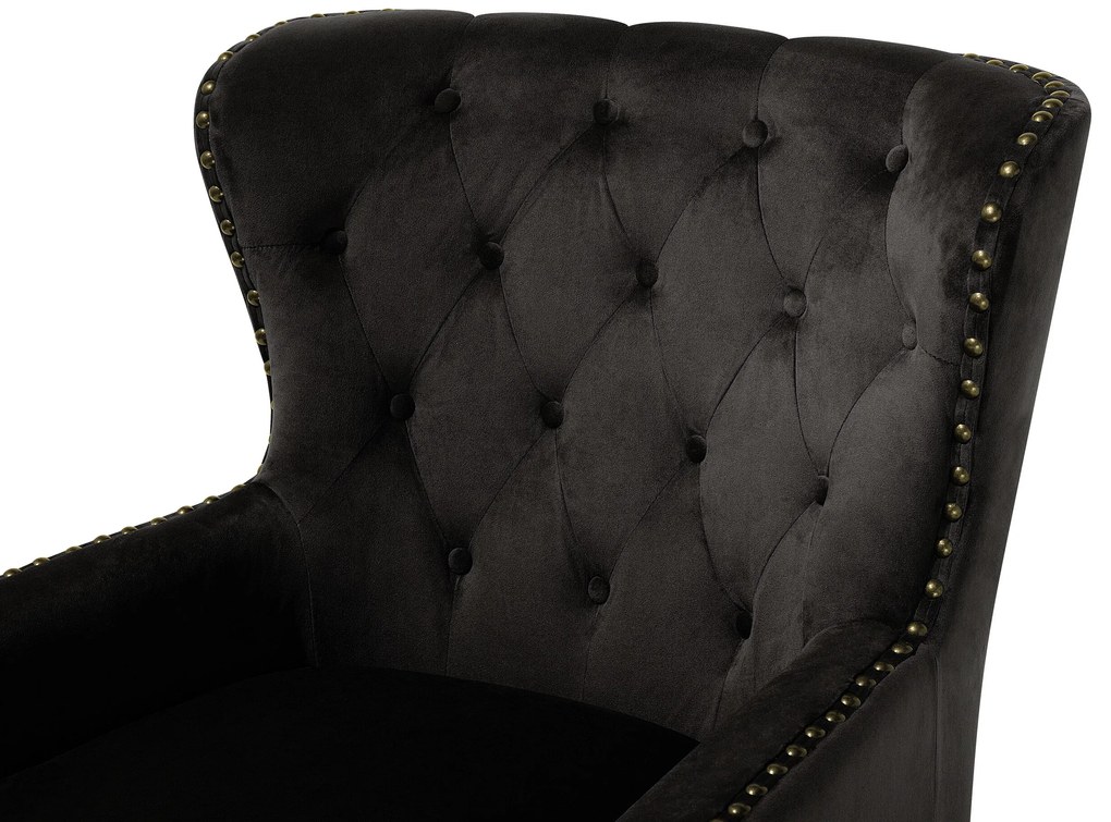Poltrona em veludo preto VIBORG II Beliani