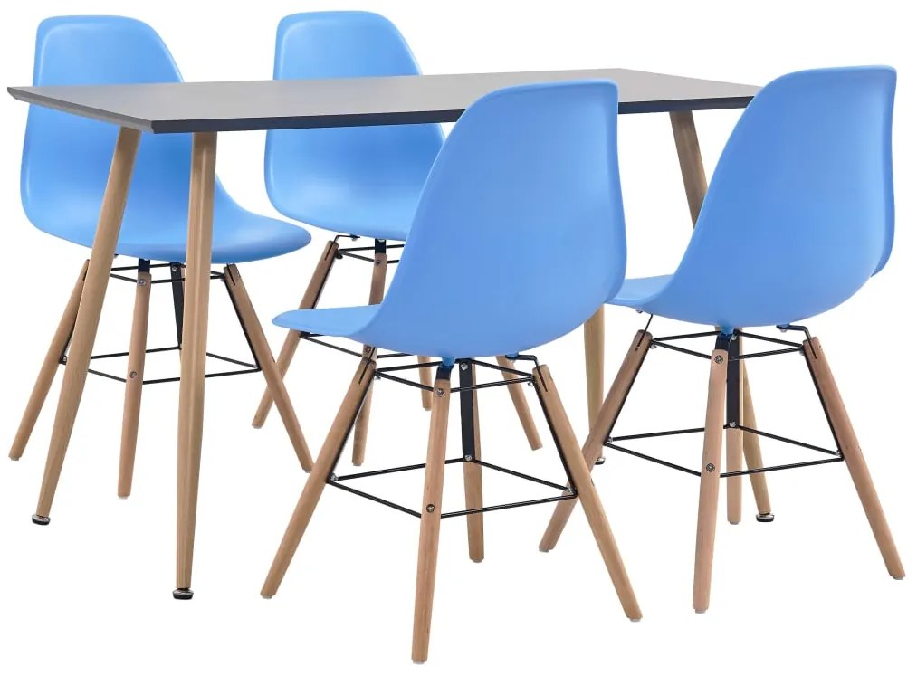 vidaXL 5 pcs conjunto de jantar plástico azul