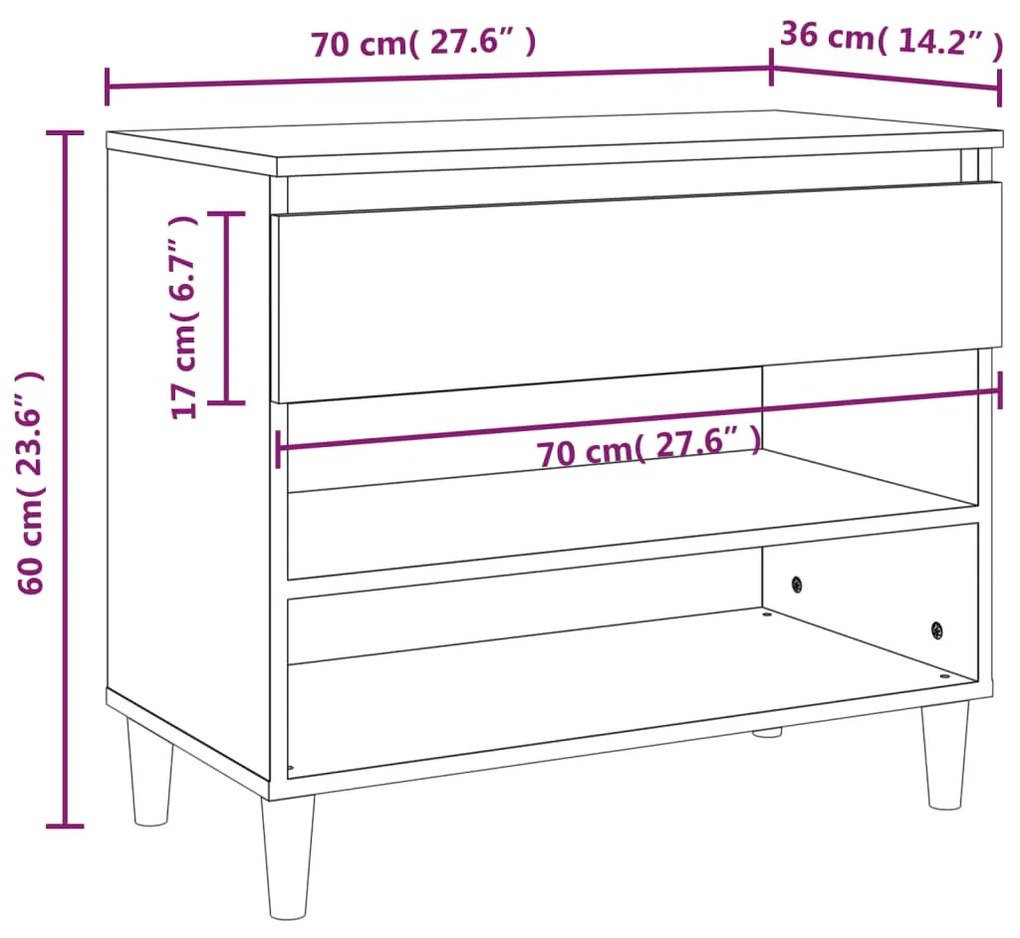 Sapateira Juana - Com 1 Gaveta e 2 Prateleiras - Cor Branco - 70x36x60