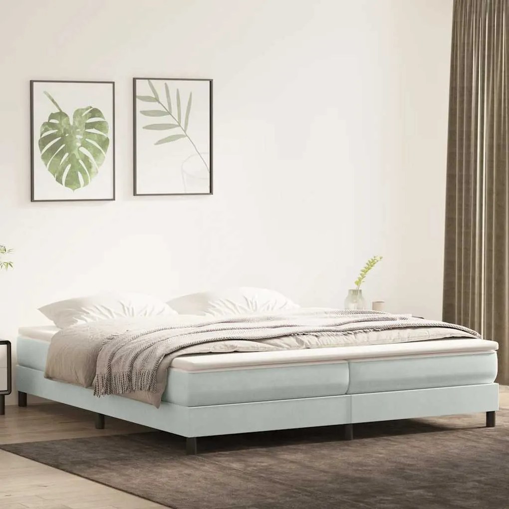 vidaXL Cama com molas/colchão 200x220 cm veludo cinzento-claro