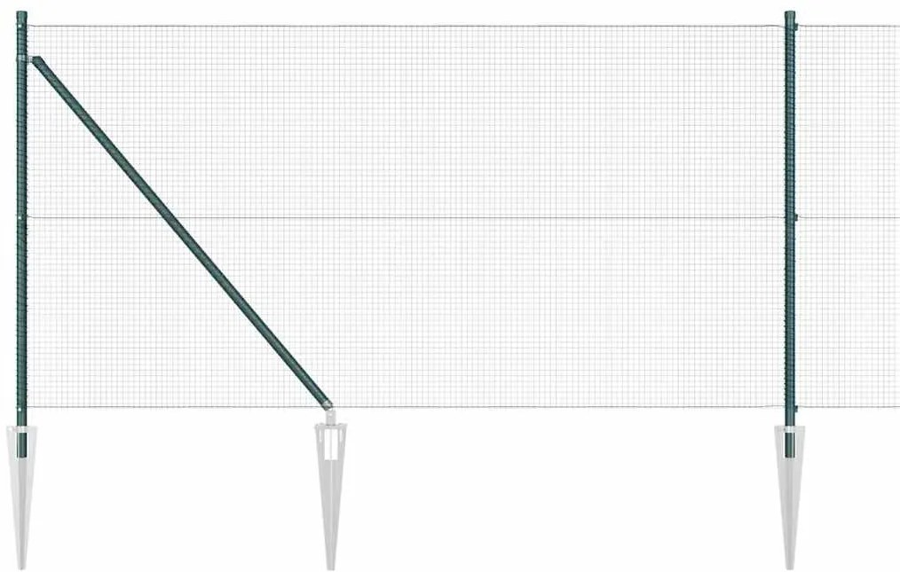 Cerca de Arame Soldado com 13 Postes de Ancoragem Verde 1x25 m Aço