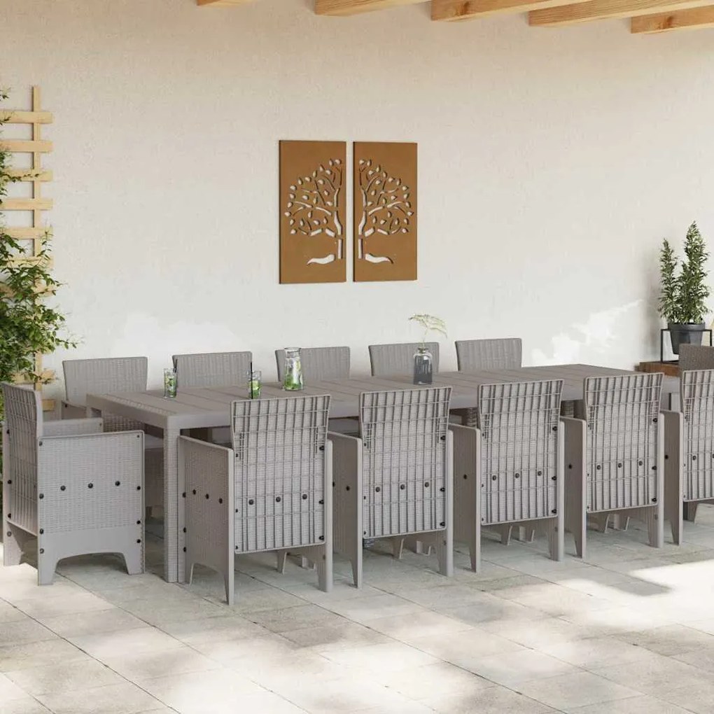 Conjunto de Jantar para Jardim 13 pcs Cinzento-claro