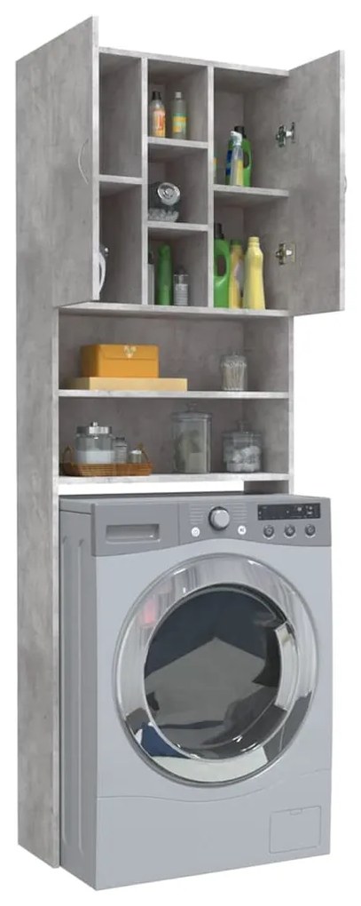 Armário máquina de lavar roupa 64x25,5x190 cm cinzento-cimento
