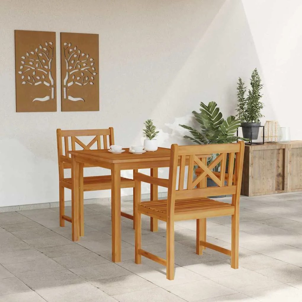 Conjunto de Jantar para Jardim em Madeira Sólida de Acácia, 3 Peças.