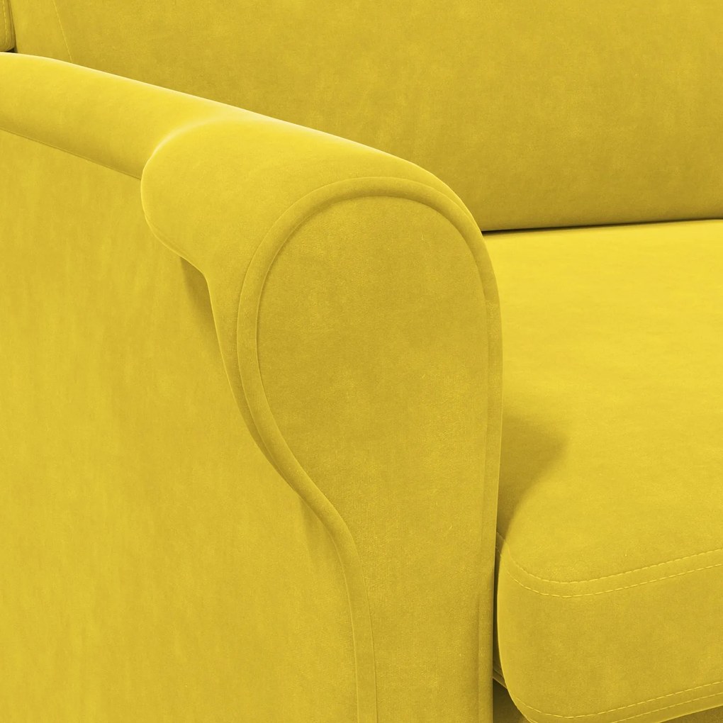 Poltrona Amarela Amarelo Têxtil, Madeira Padrão Poltrona Amarela