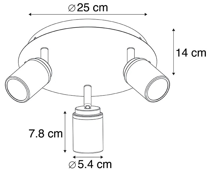 Spot para banheiro moderno 3 luzes IP44 de aço - Ducha Moderno