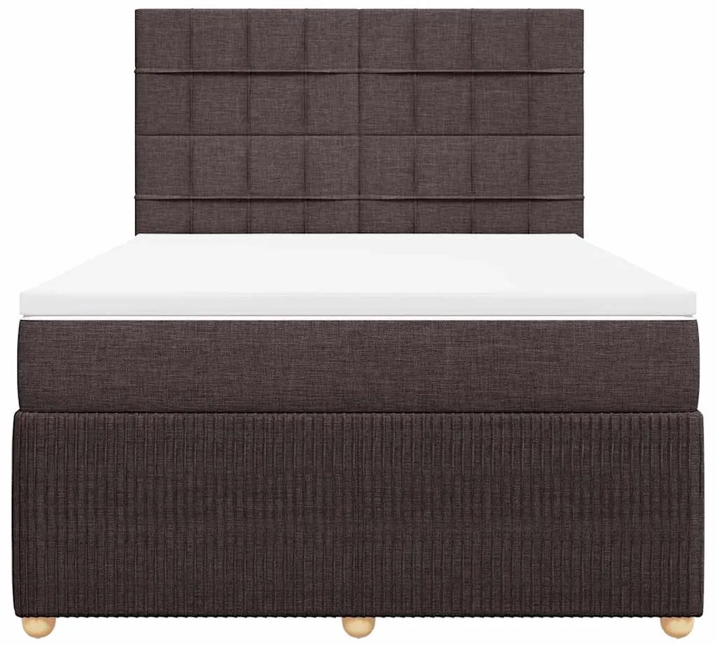 Cama com molas/colchão 140x200 cm tecido castanho-escuro
