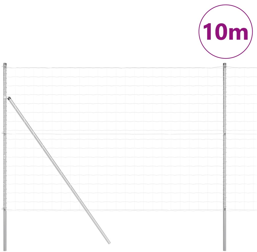 Cerca Euro com 7 Postes 1.6x10 m Aço Galvanizado
