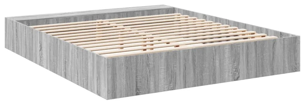 Estrutura de cama 200x200 cm derivados madeira cinzento sonoma