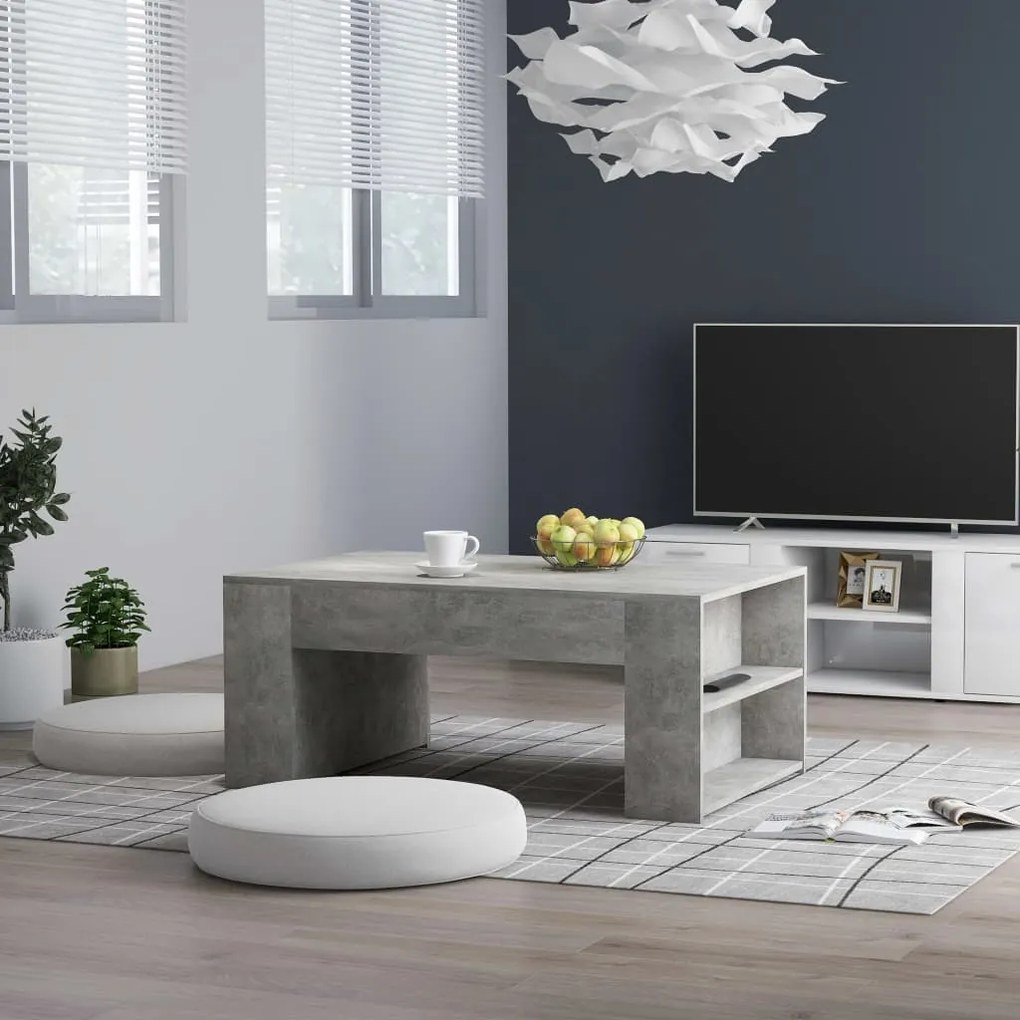 vidaXL Mesa de centro 100x60x42 cm contraplacado cinzento cimento