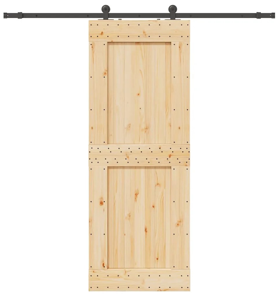 Porta de correr com ferragens 85x210 cm madeira de pinho maciça