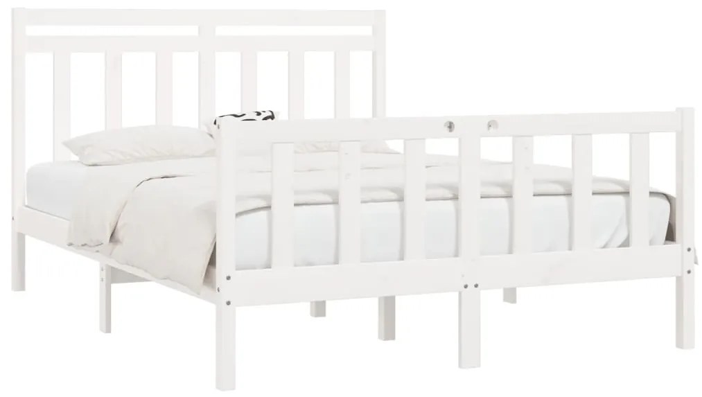 Estrutura de cama 120x200 cm pinho maciço branco