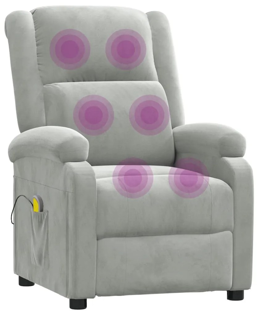 Poltrona de massagens veludo cinzento-claro