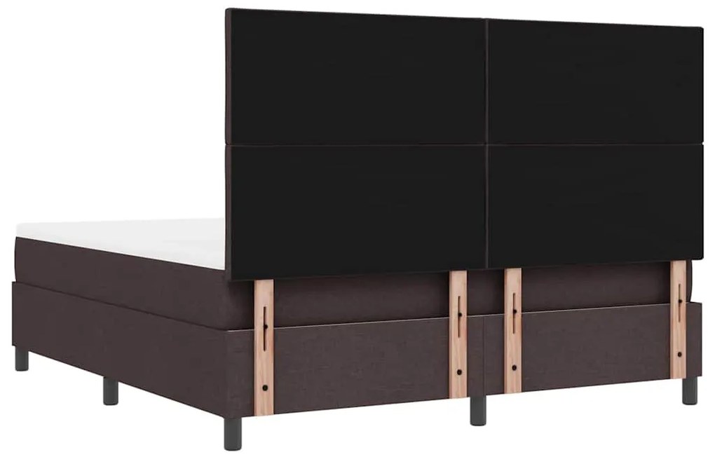 Cama Box com Colchão e Banco Marrom Escuro 180x200 cm Tecido