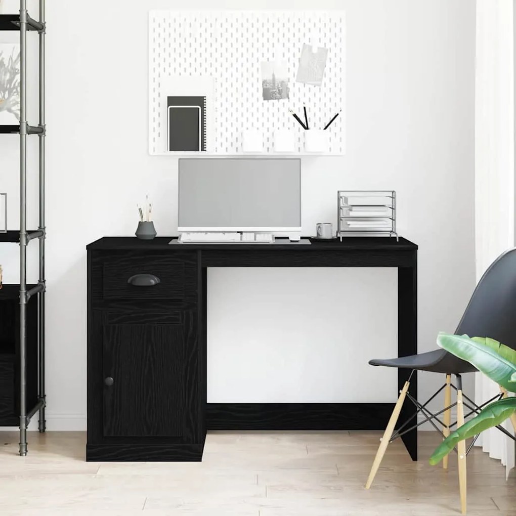 Escrivaninha com Armazenamento Carvalho Negro 50x115x75 cm Madeira eng